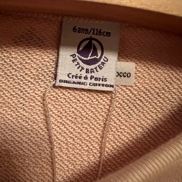 PETIT BATEAU Girl SWEATSHIRT SALINE PINK WITH FLOWER PRINT - Picture 2 of 6